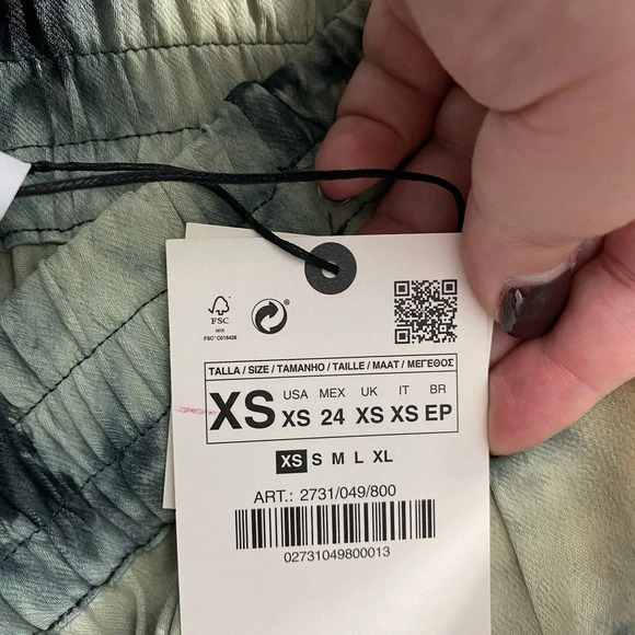 Zara The Batik Tie Dye Midi Slip Skirt in Green Blue Size US XS‎ - Picture 10 of 12